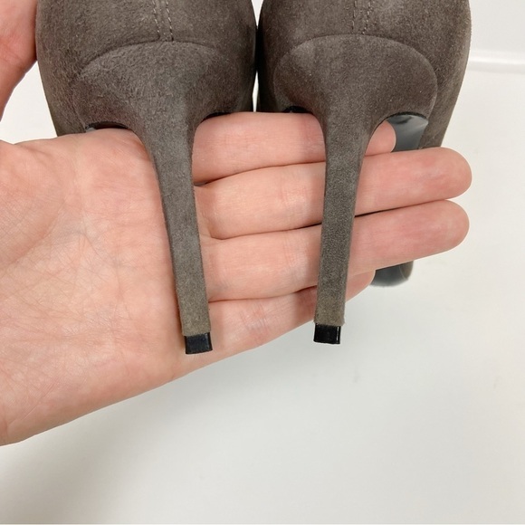 Saint Laurent Paris High Heeled Grey Suede Pointy Toe Ankle Boots Size 37 - Picture 6 of 13